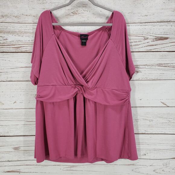 Torrid Women's Pink Surplice Short Sleeve Top Blouse Size 3 - Picture 1 of 11